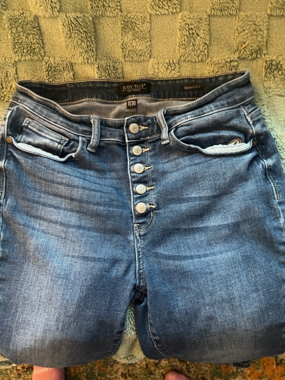 Judy Blue Dark Wash Skinny Jeans with Button-Fly
